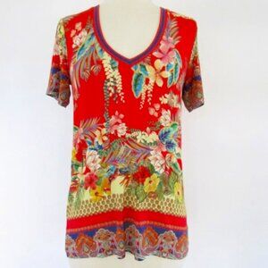 Johnny Was The Janie Favorite Short Sleeve V‑Neck Tee XS
